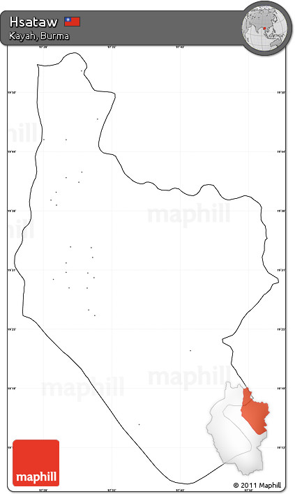 Blank Simple Map of Hsataw, cropped outside, no labels