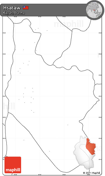 Blank Simple Map of Hsataw, no labels