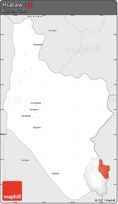 Silver Style Simple Map of Hsataw