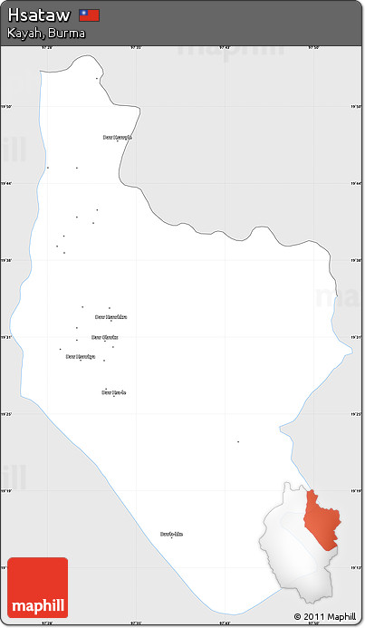 Silver Style Simple Map of Hsataw, single color outside