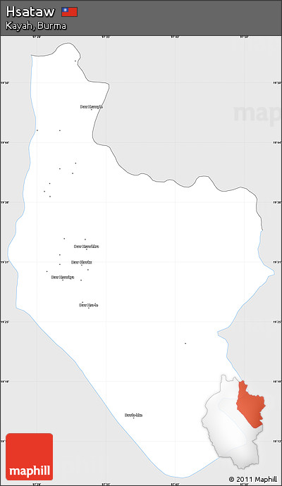 Silver Style Simple Map of Hsataw, single color outside
