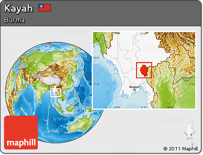Physical Location Map of Kayah, highlighted country