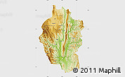 Physical Map of Kayah, single color outside