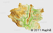 Physical Panoramic Map of Kayah, single color outside