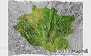Satellite Panoramic Map of Kayah, lighten, desaturated