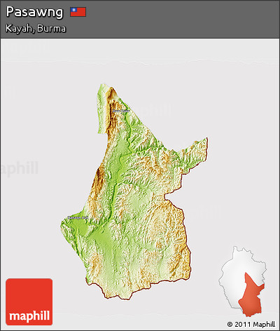 Physical 3D Map of Pasawng, cropped outside