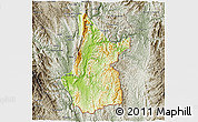 Physical 3D Map of Pasawng, semi-desaturated