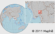 Gray Location Map of Pasawng, highlighted parent region, hill shading