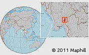 Gray Location Map of Pasawng, hill shading