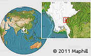 Satellite Location Map of Pasawng, highlighted country