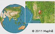 Satellite Location Map of Pasawng, highlighted parent region