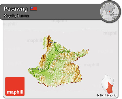 Physical Panoramic Map of Pasawng, cropped outside