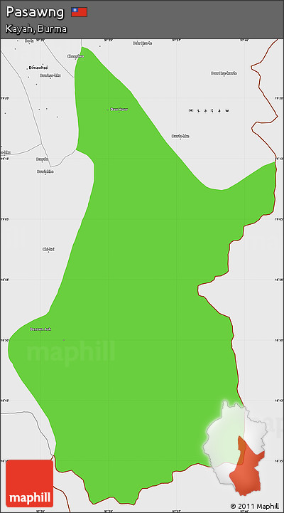 Political Simple Map of Pasawng, single color outside, borders and labels