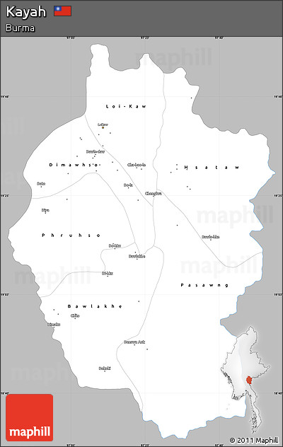 Gray Simple Map of Kayah, single color outside