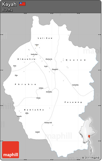 Gray Simple Map of Kayah, single color outside