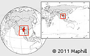 Blank Location Map of Burma, highlighted continent, within the entire continent