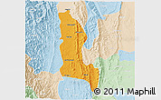 Political 3D Map of Gangaw, lighten