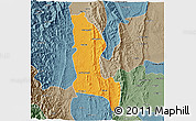 Political 3D Map of Gangaw, semi-desaturated