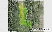 Satellite 3D Map of Gangaw, semi-desaturated