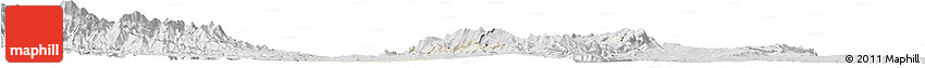 Shaded Relief Horizon Map of Gangaw, desaturated