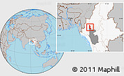 Gray Location Map of Gangaw, highlighted country, highlighted parent region