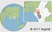 Savanna Style Location Map of Gangaw, highlighted country, highlighted parent region