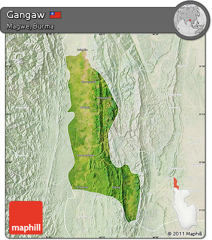 Satellite Map of Gangaw, lighten