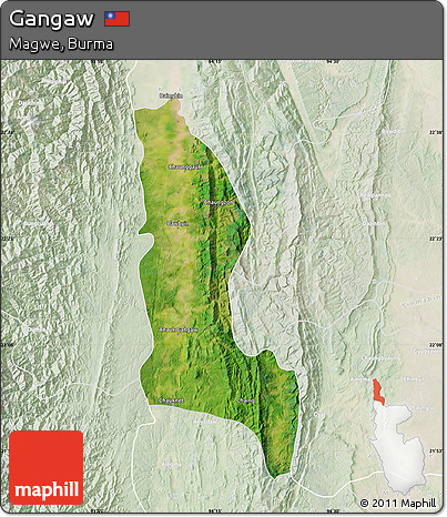 Satellite Map of Gangaw, lighten