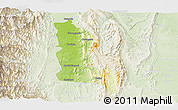 Physical Panoramic Map of Gangaw, lighten