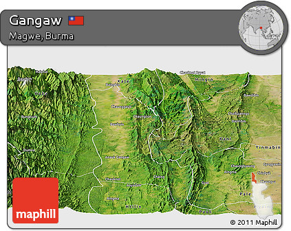 Satellite Panoramic Map of Gangaw