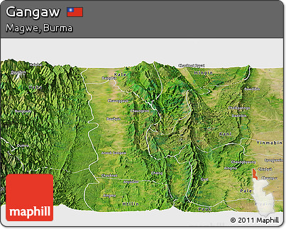 Satellite Panoramic Map of Gangaw