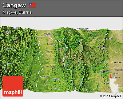 Satellite Panoramic Map of Gangaw