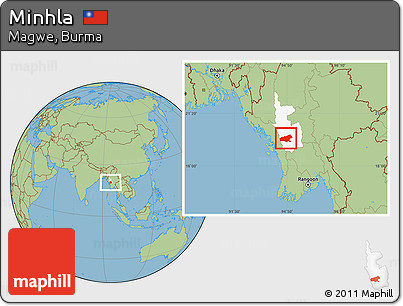 Savanna Style Location Map of Minhla, highlighted parent region
