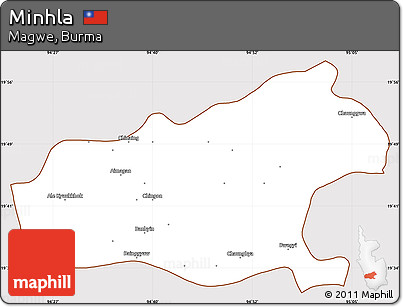 Classic Style Simple Map of Minhla, cropped outside