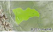 Physical 3D Map of Pwinbyu, semi-desaturated
