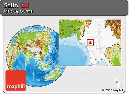 Physical Location Map of Salin, highlighted country
