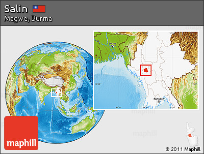 Physical Location Map of Salin, highlighted country