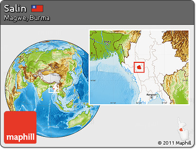Physical Location Map of Salin, highlighted country