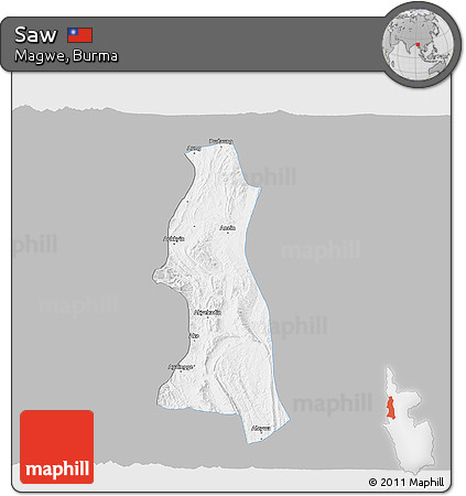 Gray 3D Map of Saw, single color outside