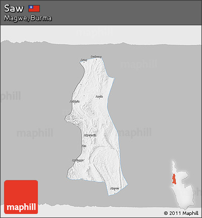 Gray 3D Map of Saw, single color outside