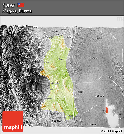 Physical 3D Map of Saw, desaturated