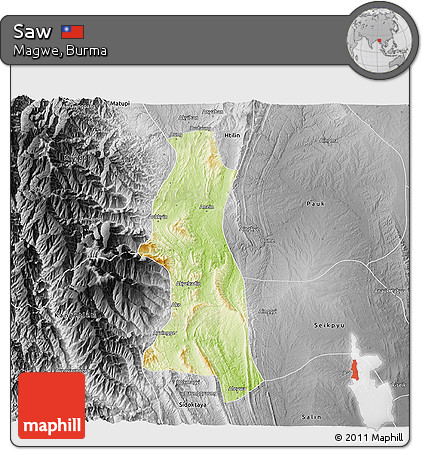 Physical 3D Map of Saw, desaturated