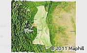 Physical 3D Map of Saw, satellite outside