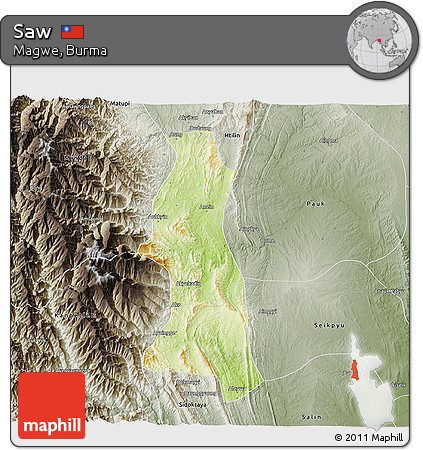 Physical 3D Map of Saw, semi-desaturated