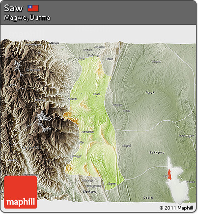 Physical 3D Map of Saw, semi-desaturated