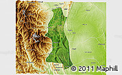 Satellite 3D Map of Saw, physical outside