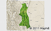 Satellite 3D Map of Saw, shaded relief outside