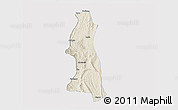 Shaded Relief 3D Map of Saw, single color outside