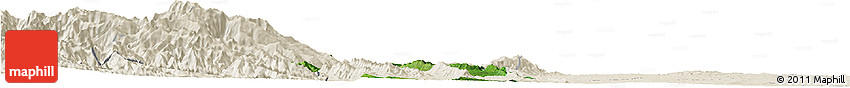 Satellite Horizon Map of Saw, shaded relief outside