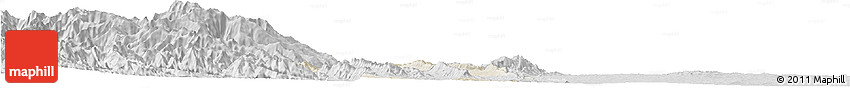 Shaded Relief Horizon Map of Saw, desaturated